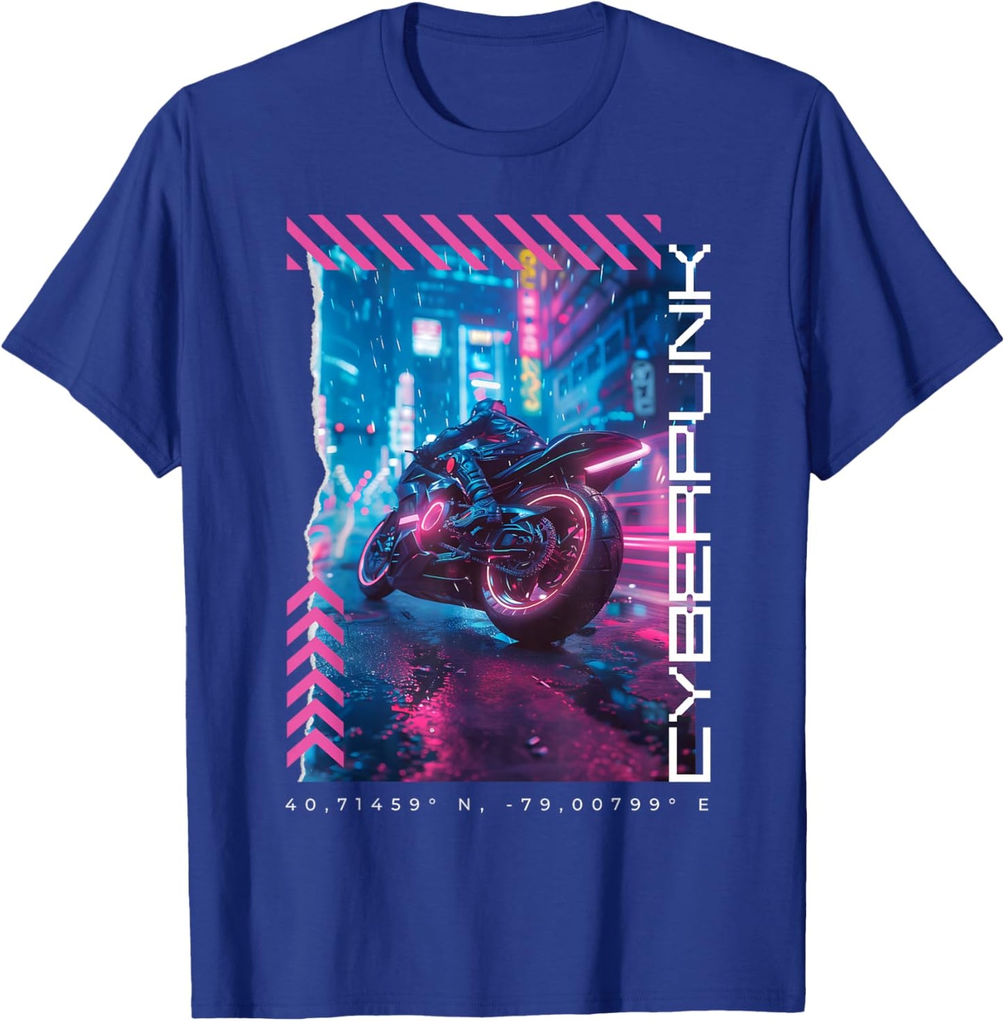 Cyberpunk Motorbike | Futuristic Tokyo T-Shirt - T-Shirt | Royal