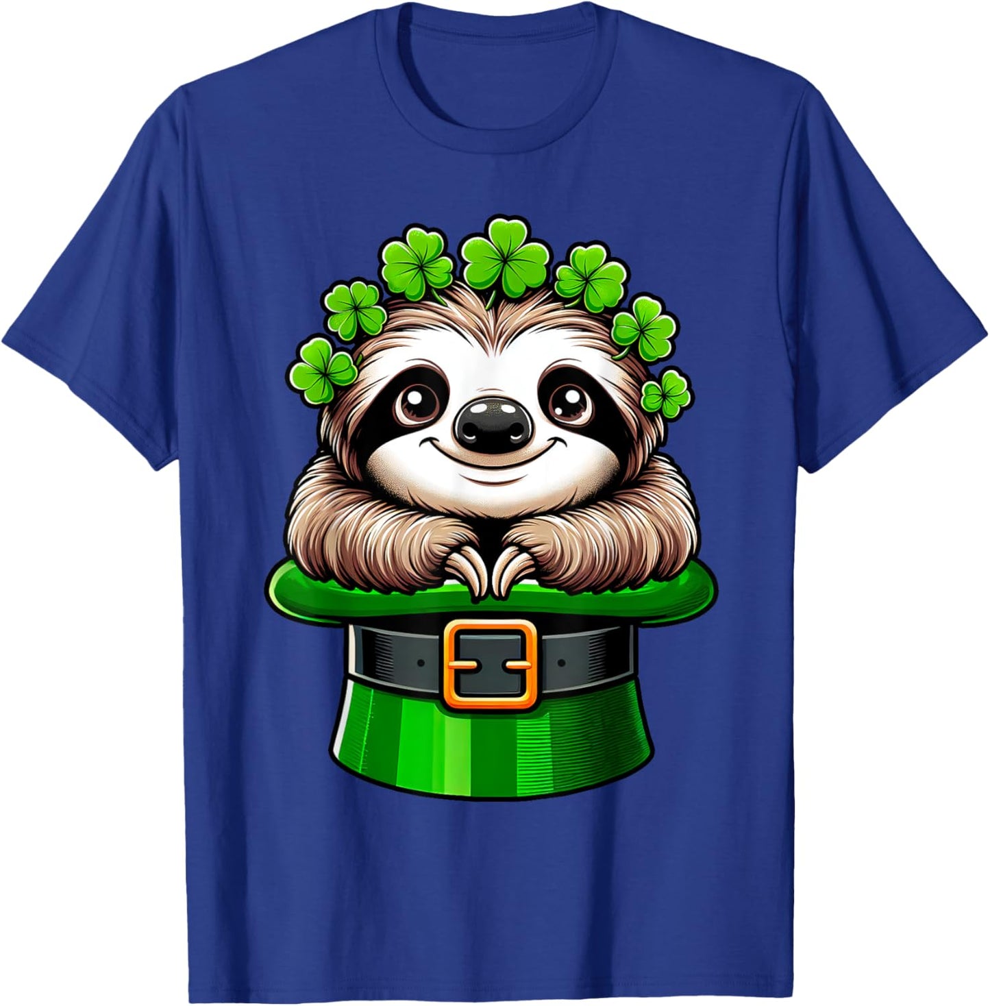 Sloth St Patricks Day Leprechaun Shamrock Irish Sloth Lover T-Shirt - T-Shirt | Royal