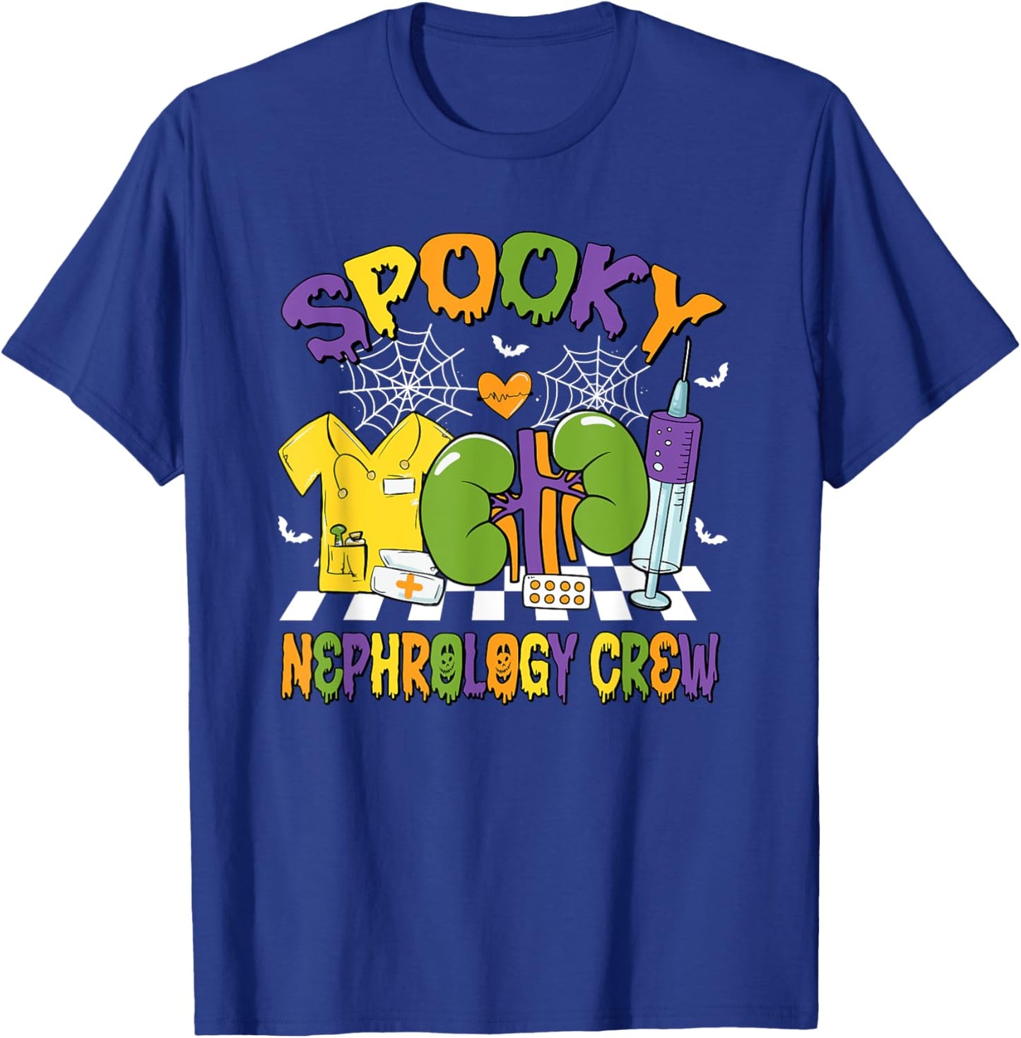 Retro Spooky Nephrology Crew Nephrology Nurse Halloween T-Shirt - T-Shirt | Royal