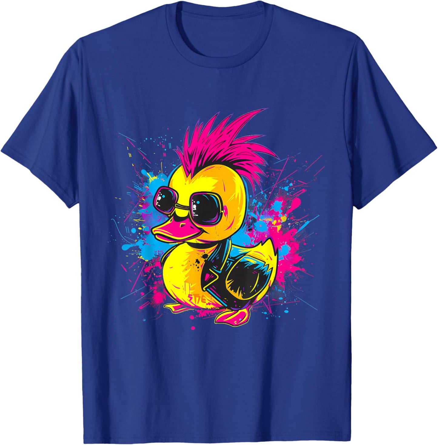 Rubber Duck Punk Rock Watercolor Rubber Duckling Duck Lover T-Shirt - T-Shirt | Royal