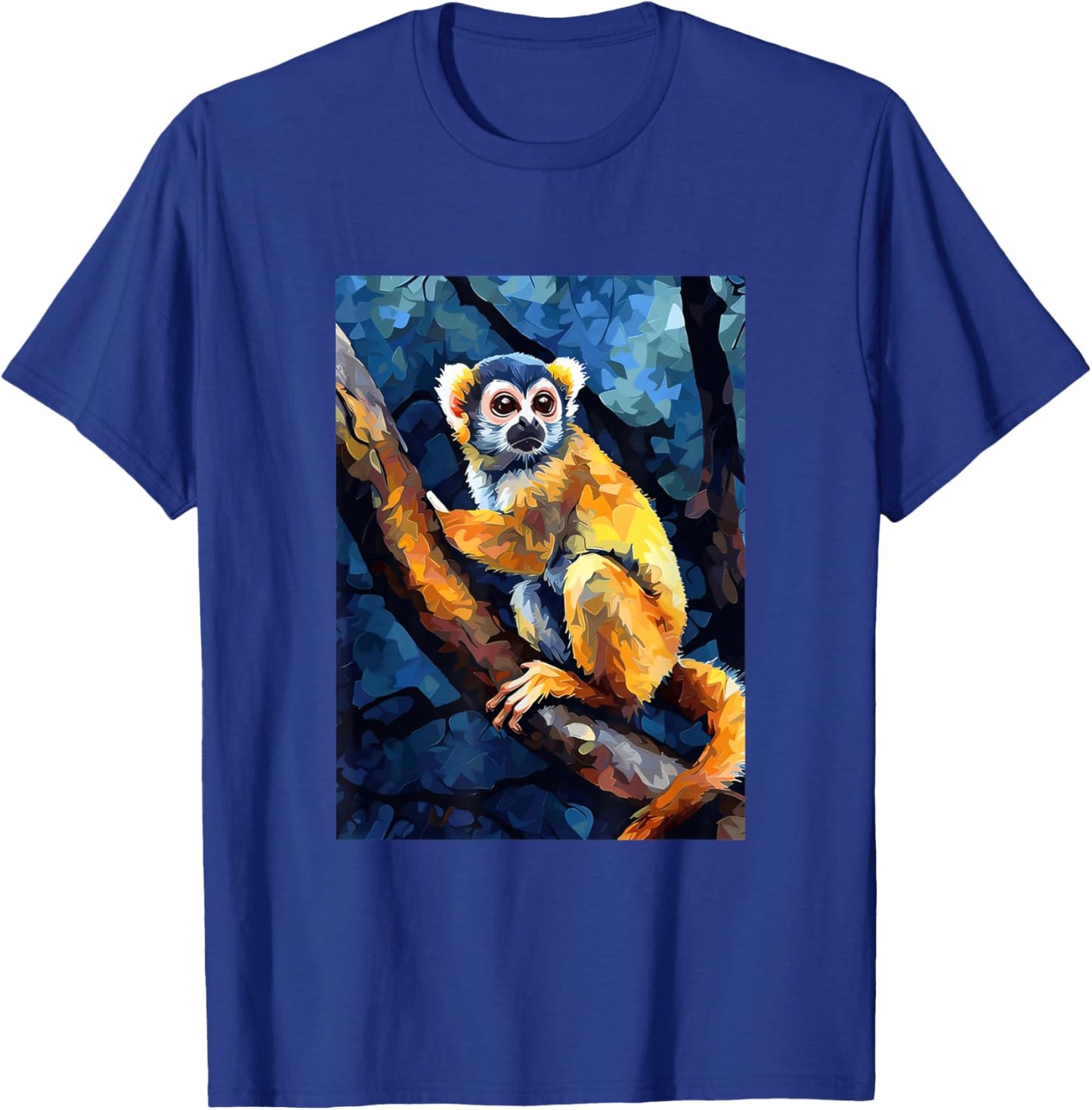 Squirrel Monkey Starry Night Painting Men Women Kids T-Shirt - T-Shirt | Royal
