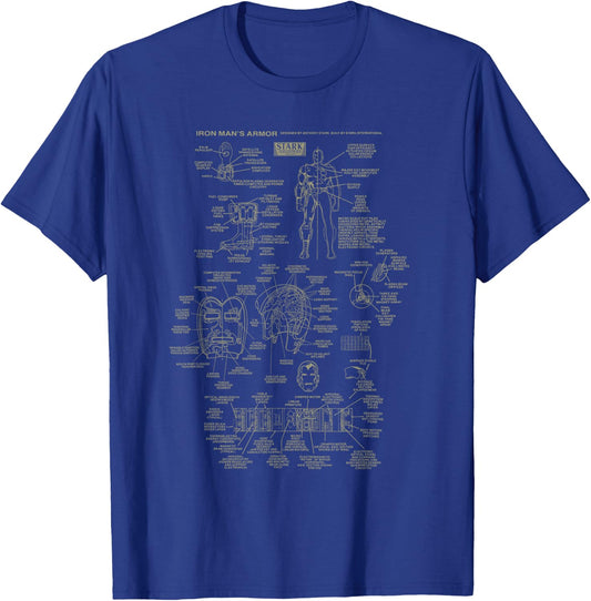 Marvel Iron Man Stark Industries Armor Details T-Shirt - T-Shirt | Royal