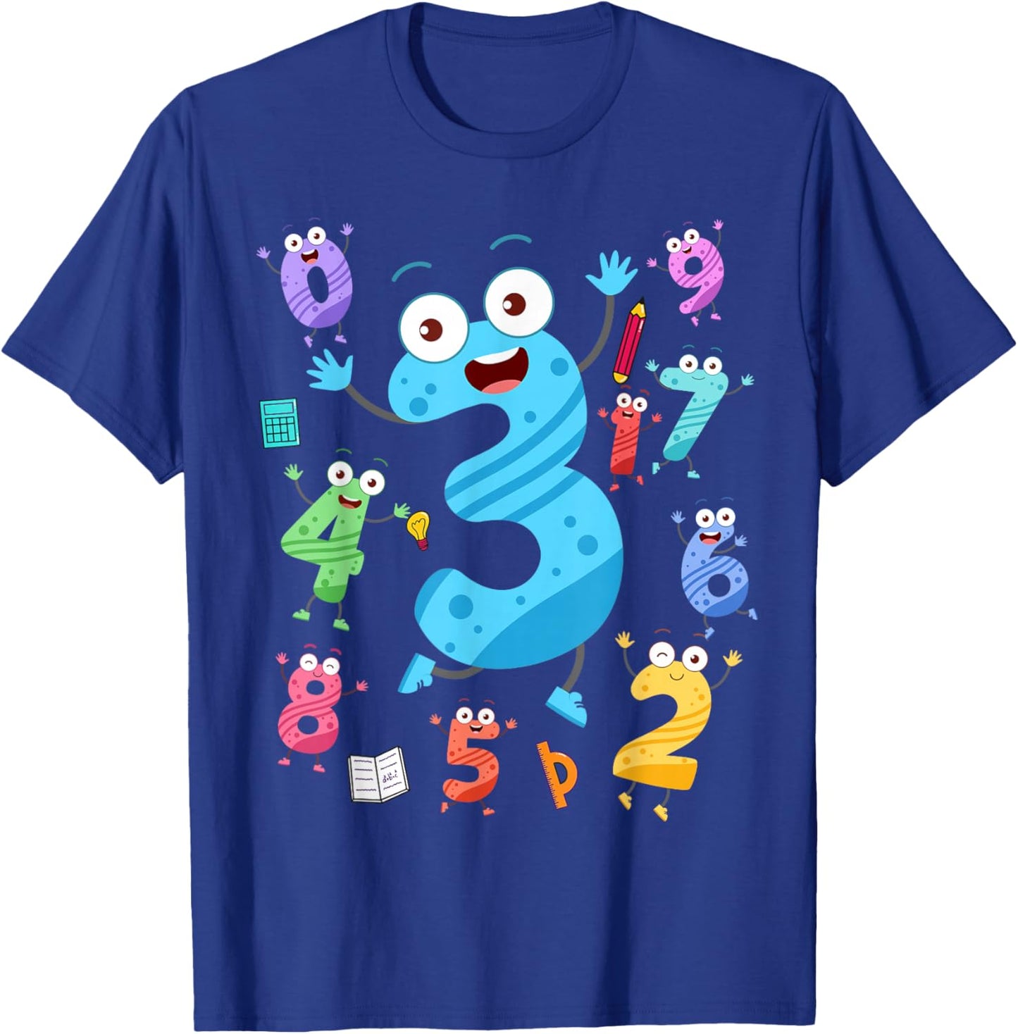 Maths Day Number Costume With Number 3 Idea For Kids Number T-Shirt - T-Shirt | Royal