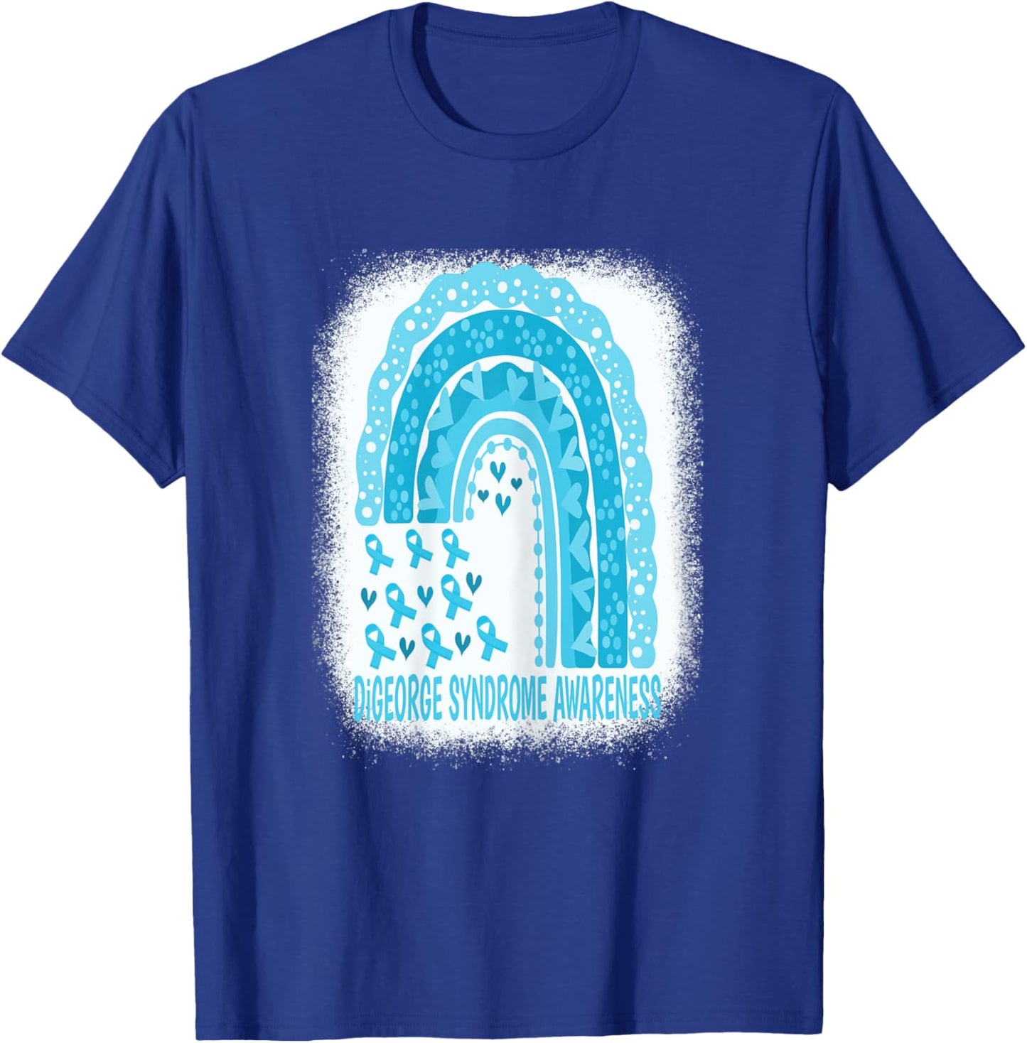 DiGeorge Syndrome Awareness Fighter Blue Ribbon Rainbow T-Shirt - T-Shirt | Royal