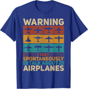 I May Talk About Airplanes Vintage Pilot & Aviation Airplane T-Shirt - T-Shirt | Royal