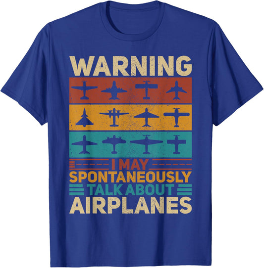 I May Talk About Airplanes Vintage Pilot & Aviation Airplane T-Shirt - T-Shirt | Royal