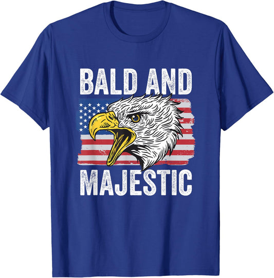Bald and Majestic 4th of July Independence Day Bald Eagle T-Shirt - T-Shirt | Royal
