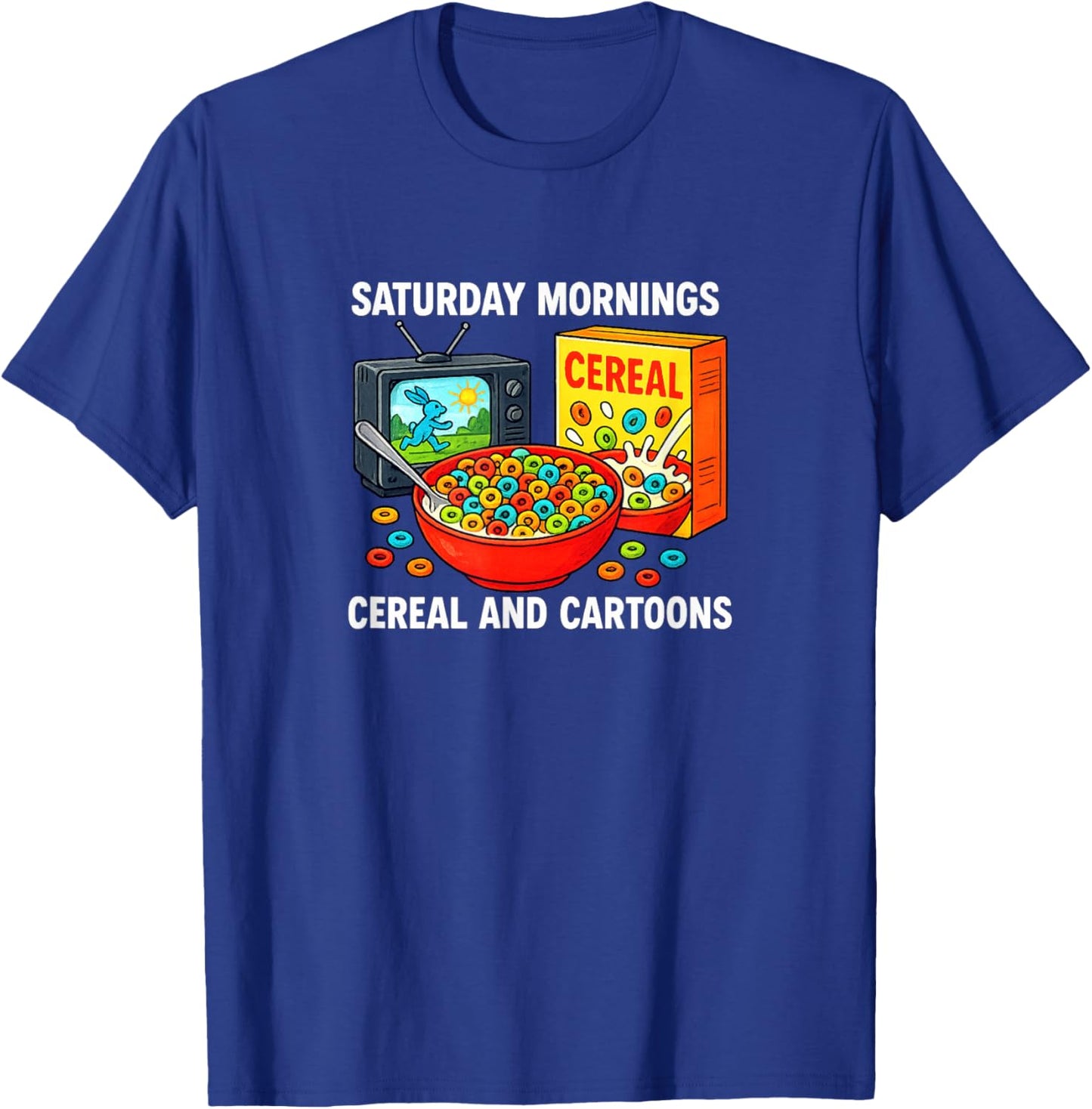 Saturday Mornings - Cereal and Cartoons T-Shirt - T-Shirt | Royal