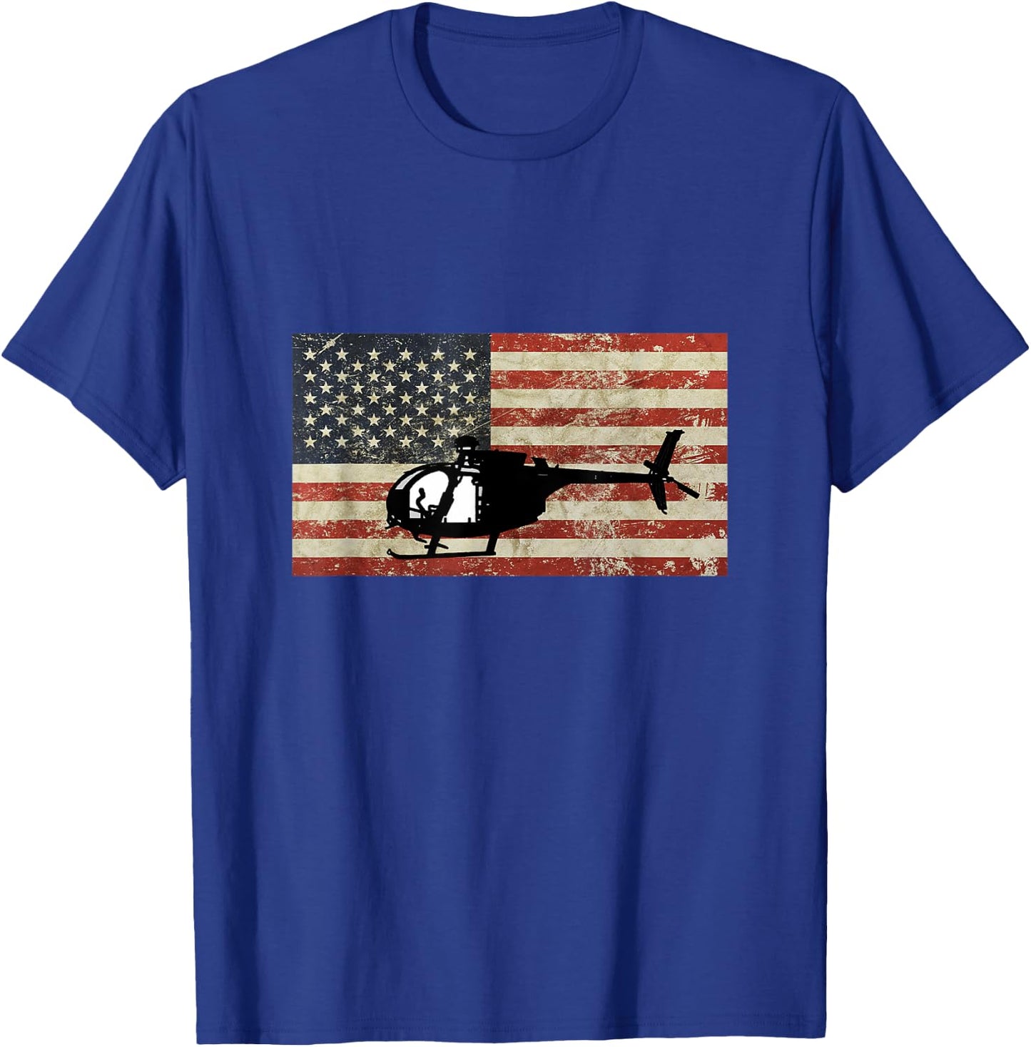 American USA Flag Little Bird Helicopter Pilot Army Military Women Kids Men T-Shirt - T-Shirt | Royal