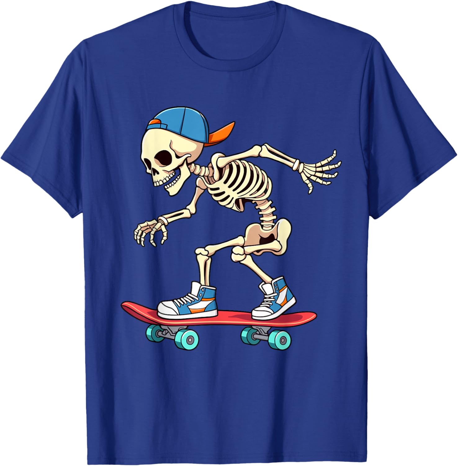 Skeleton Skateboarding Skater Street Skating Boys Kids T-Shirt - T-Shirt | Royal