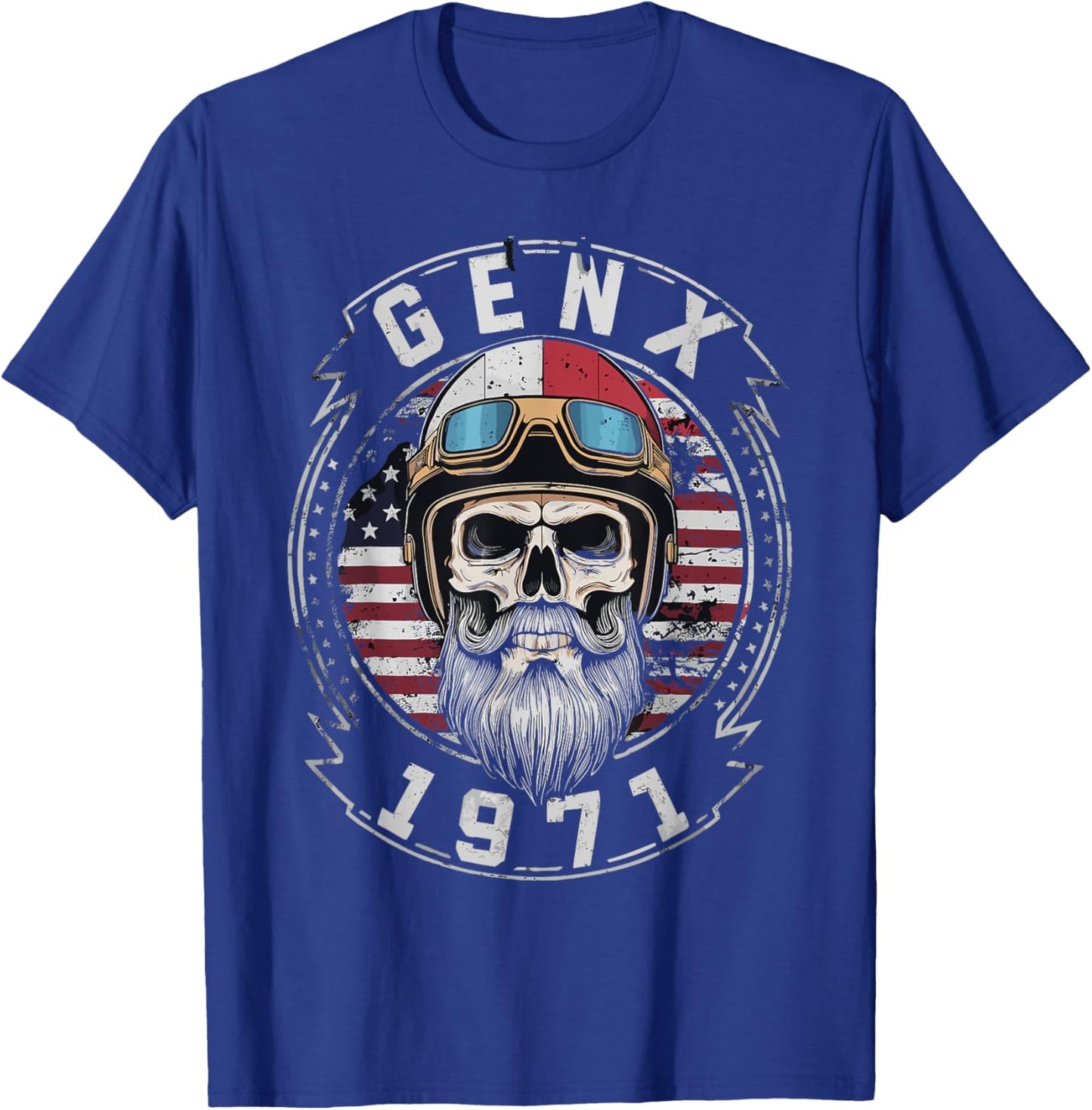 GenX 1971 Birthday FAFO Motorcycle Skull Motorcycle T-Shirt - T-Shirt | Royal
