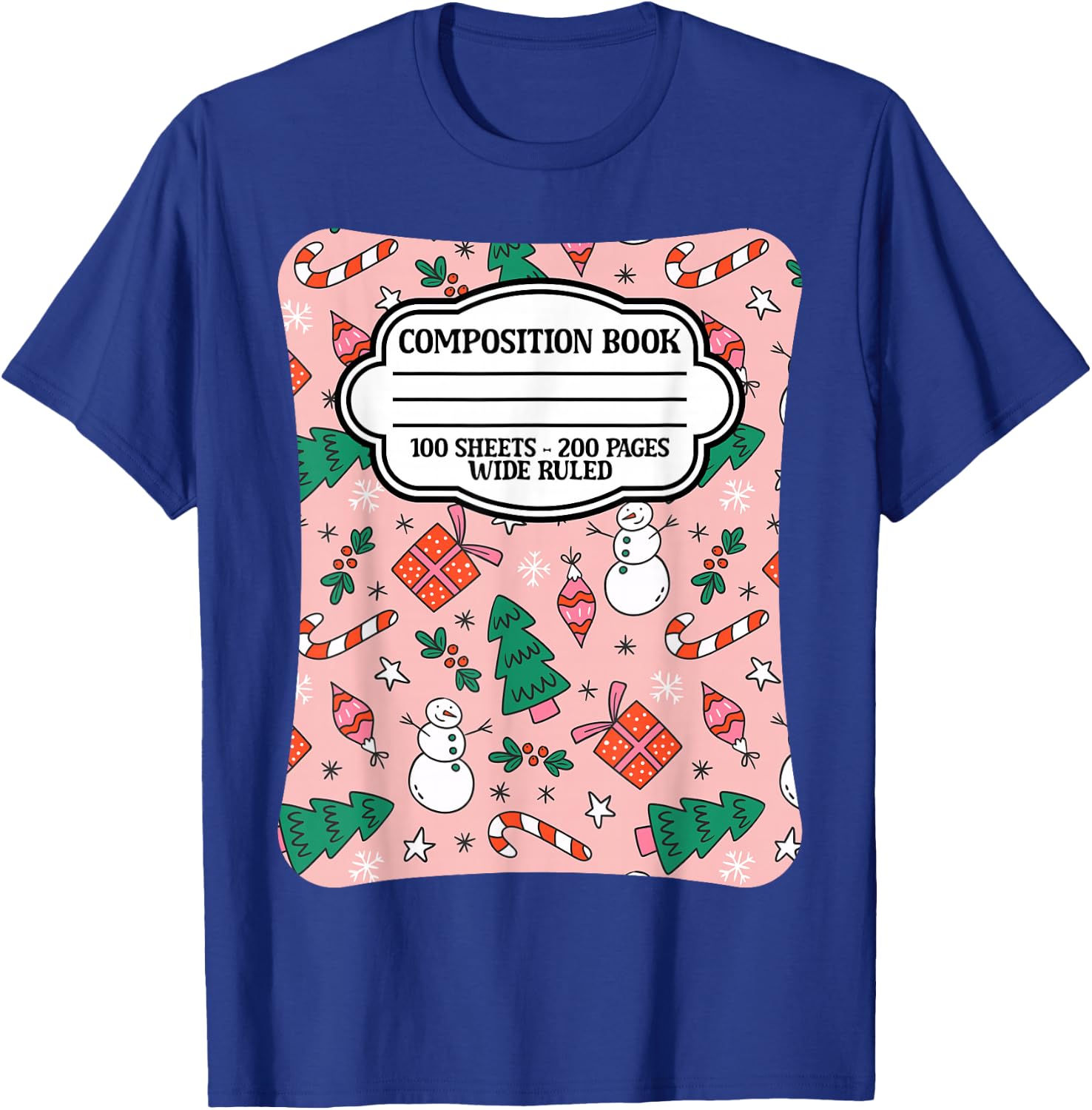 Christmas Composition Notebook Teachers Students Matching T-Shirt - T-Shirt | Royal