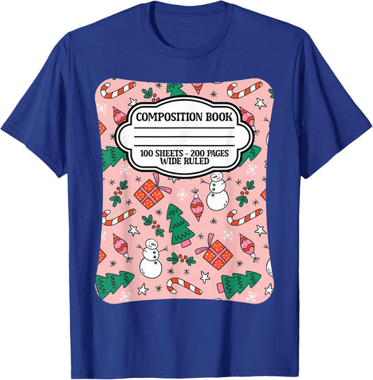 Christmas Composition Notebook Teachers Students Matching T-Shirt - T-Shirt | Royal