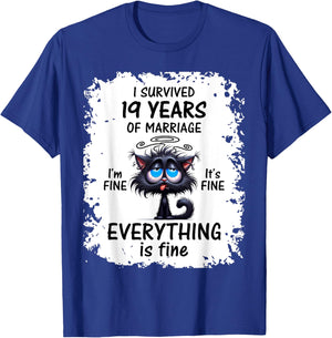 Bronze Wedding I Survived 19 Years Of Marriage T-Shirt - T-Shirt | Royal
