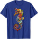 Floral Seahorse Ocean Animal Marine Beach Seahorse Flowers T-Shirt - T-Shirt | Royal