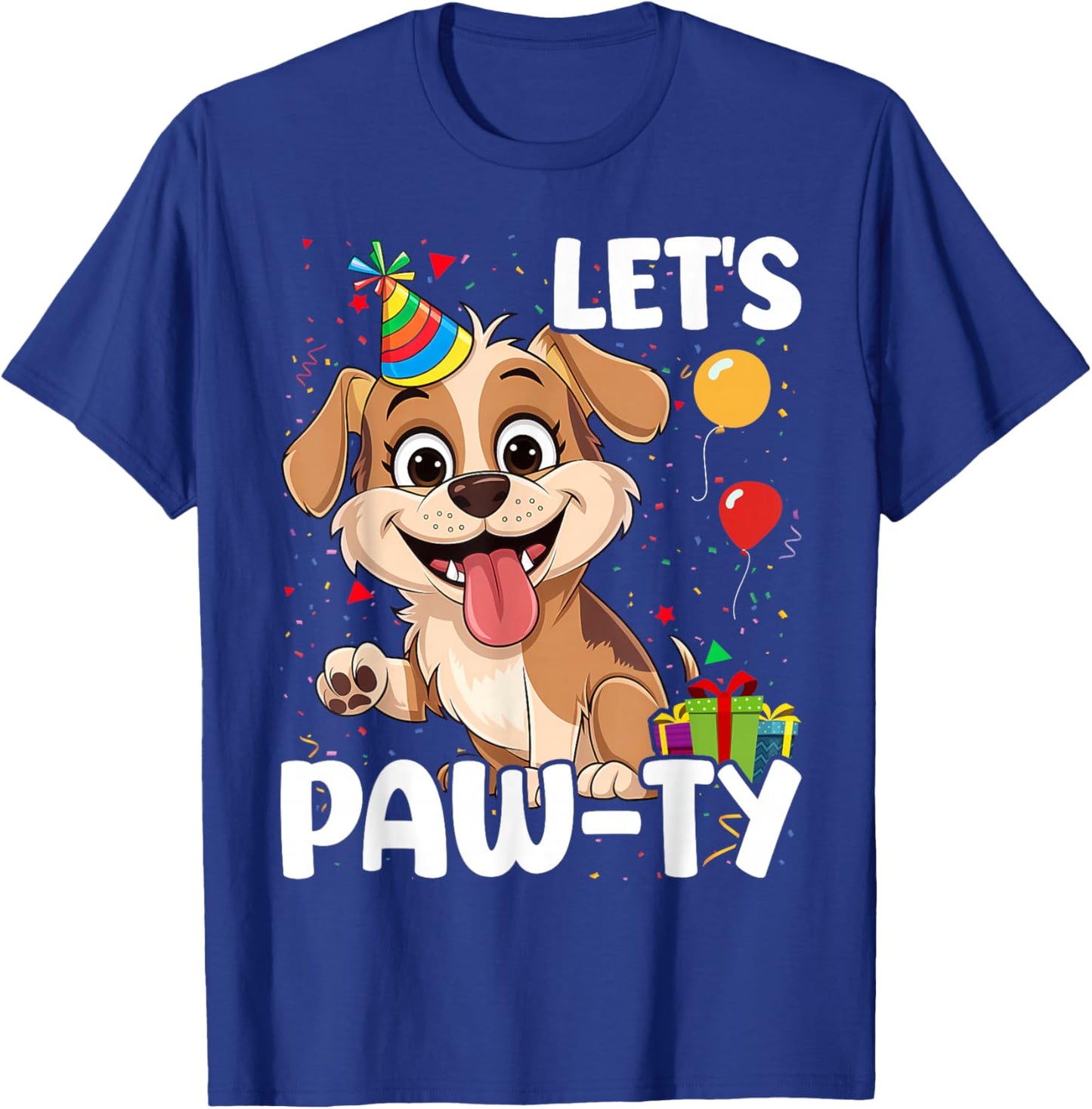 Let's Paw-ty Love Dogs Mom Birthday Dog Bday Boy Girl Pawty T-Shirt - T-Shirt | Royal