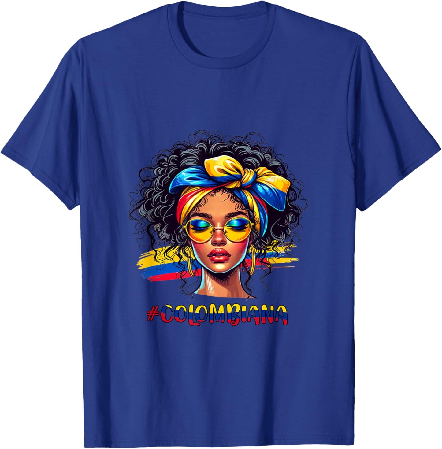 Retro Messy Bun Colombiana Colombian Girl Mujer Women T-Shirt - T-Shirt | Royal