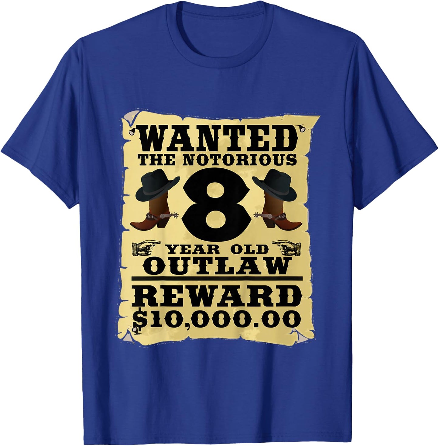 Kids 8 Year Old Cowboy Birthday Party Wild West Western 8th Gift T-Shirt - T-Shirt | Royal