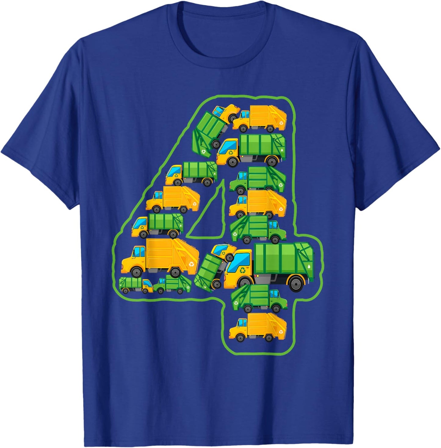 Garbage Truck Themed 4th Birthday Party 4 Year Old Boys Kids T-Shirt - T-Shirt | Royal