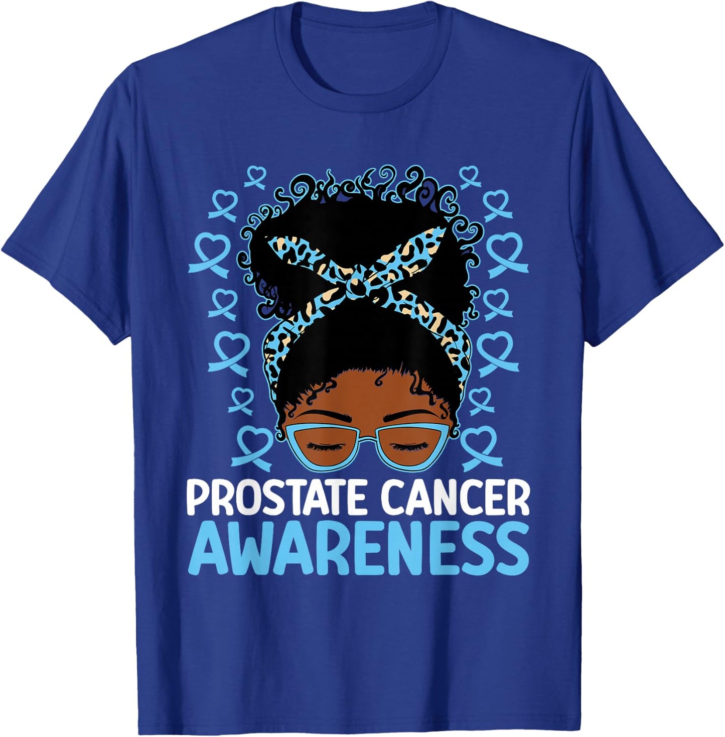 Prostate Cancer Awareness African American Messy Bun T-Shirt - T-Shirt | Royal