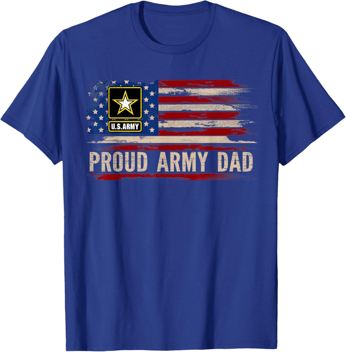 Vintage Proud Army Dad American Flag Veteran Gift T-Shirt - T-Shirt | Royal