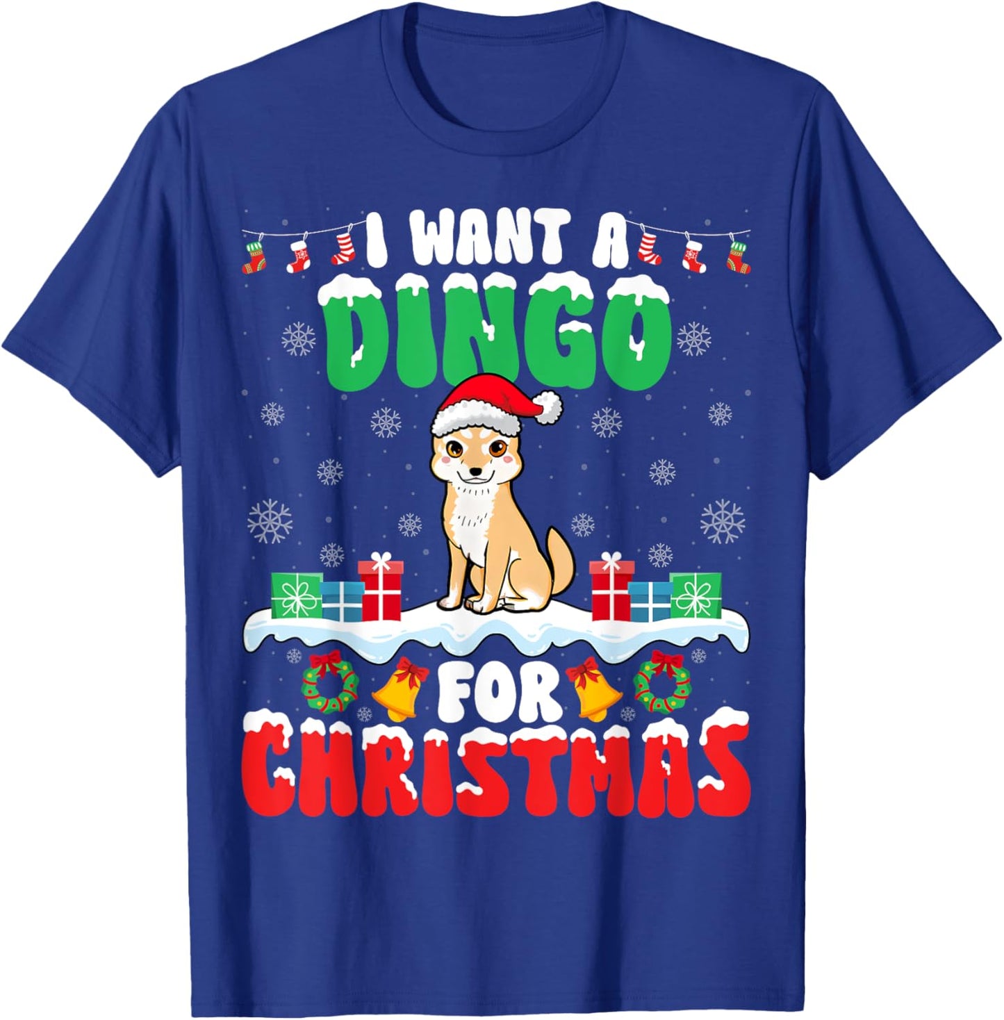 I Want A Dingo for Christmas - Dingo Dog Lover Santa Xmas T-Shirt - T-Shirt | Royal
