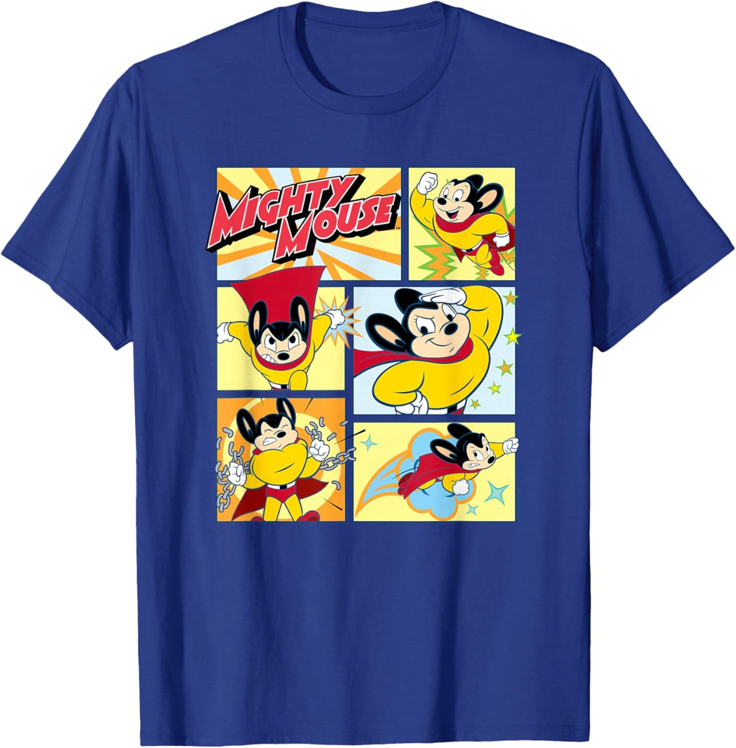 Mighty Mouse - Mighty Mouse Grid T-Shirt - T-Shirt | Royal