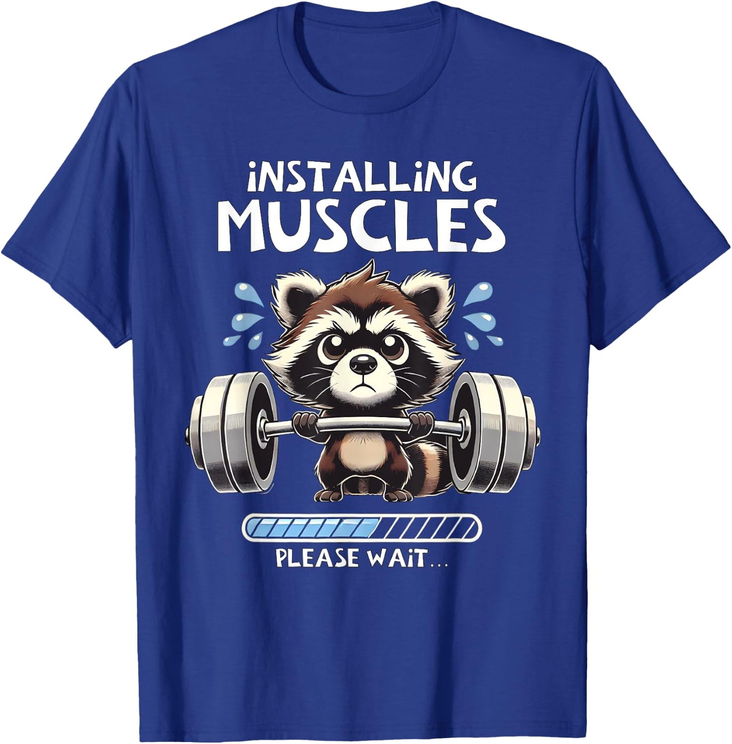 Funny Cute Raccoon Workout Gym Fitness Weightlifting T-Shirt - T-Shirt | Royal