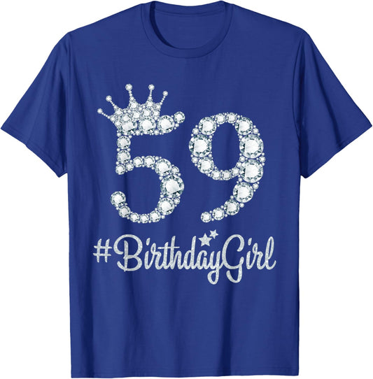 59 BirthdayGirl 59 Years Old Happy 59th Birthday Girl T-Shirt - T-Shirt | Royal