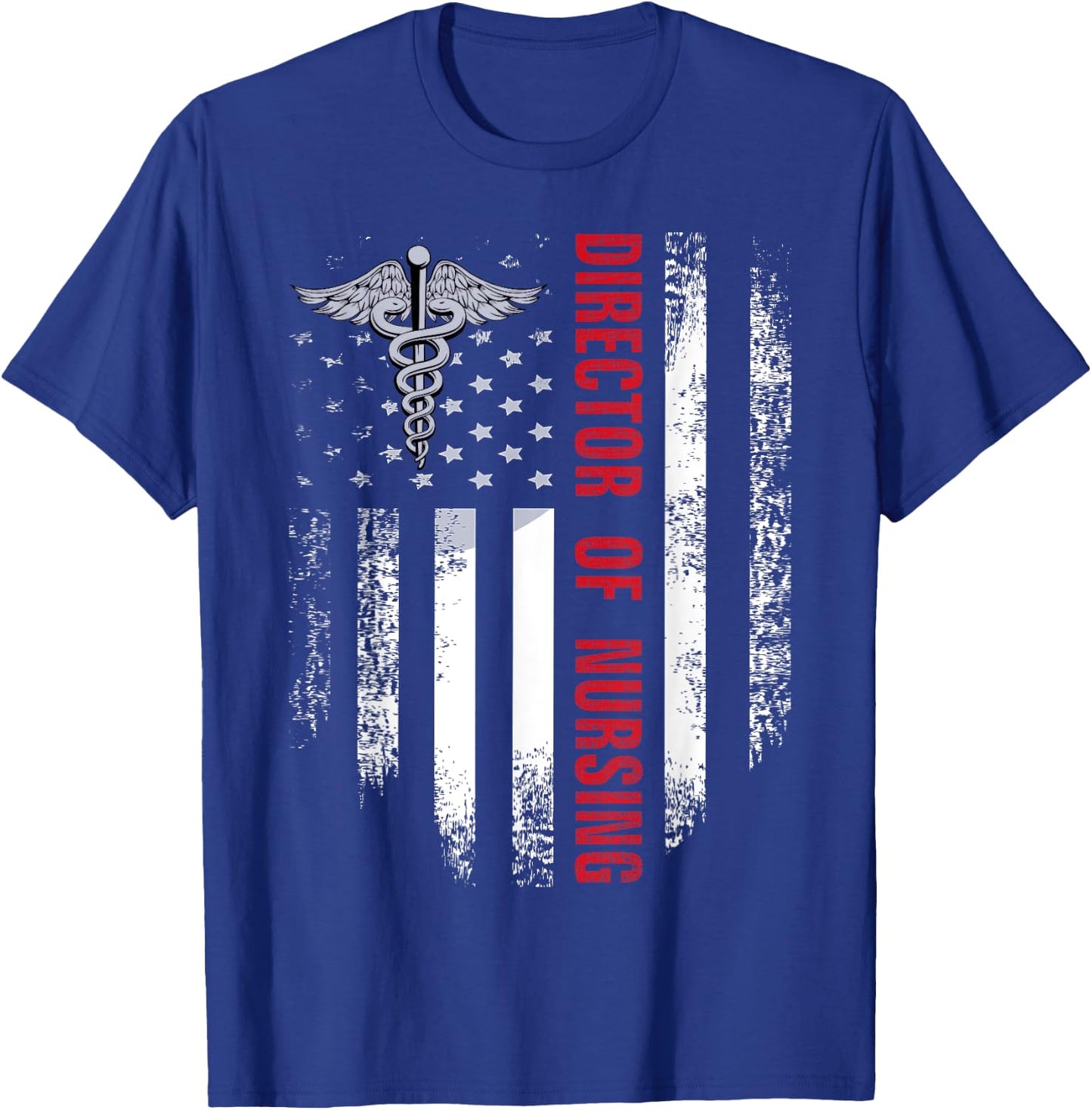 Vintage USA Red White Director Of Nursing American Flag Gift T-Shirt - T-Shirt | Royal