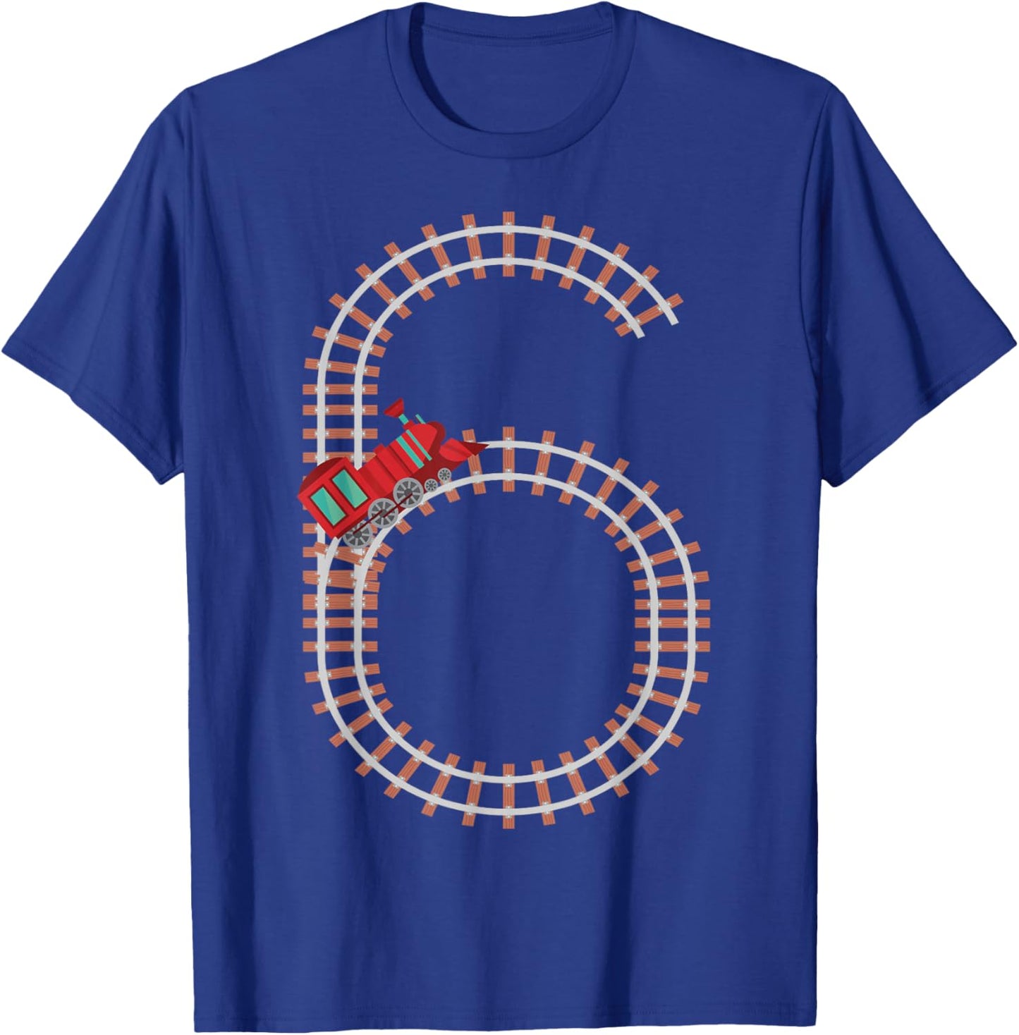 6th Birthday Train Railroad Themed Fun 6 Years Old Boy Train T-Shirt - T-Shirt | Royal