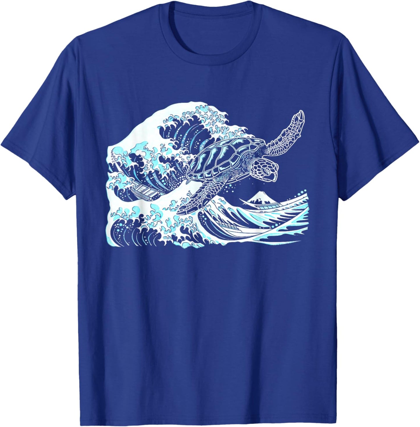 Japanese Great Wave Of Kanagawa Sea Turtle Ocean Surf Summer Men Women Kids T-Shirt - T-Shirt | Royal