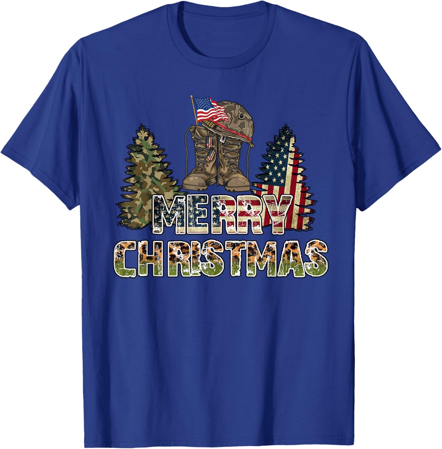 Army Christmas Trees Outfit Veteran Christmas Sweater Army M T-Shirt - T-Shirt | Royal