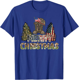 Army Christmas Trees Outfit Veteran Christmas Sweater Army M T-Shirt - T-Shirt | Royal