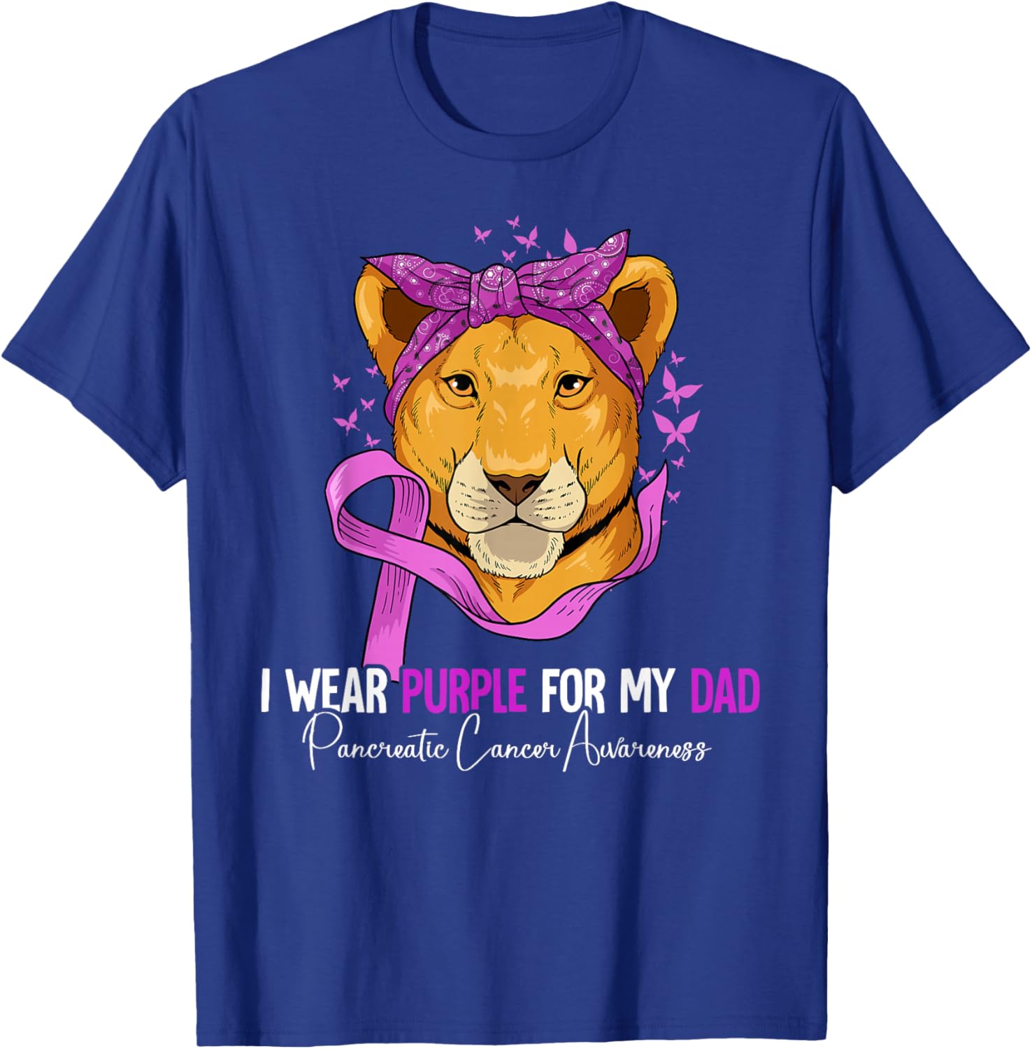 I Wear Purple For My Dad Pancreatic Cancer Awareness T-Shirt - T-Shirt | Royal