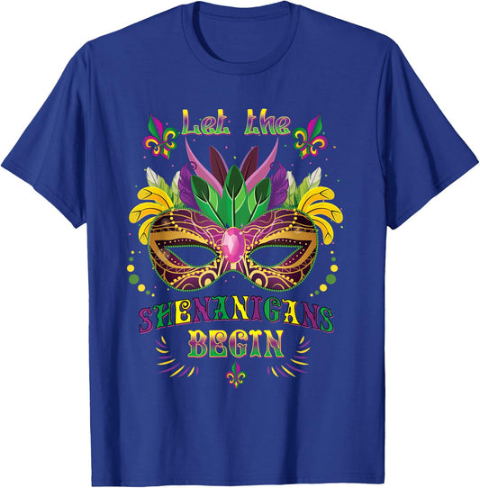 Mardi Gras Mask Costume Let The Shenanigans Begin T-Shirt - T-Shirt | Royal