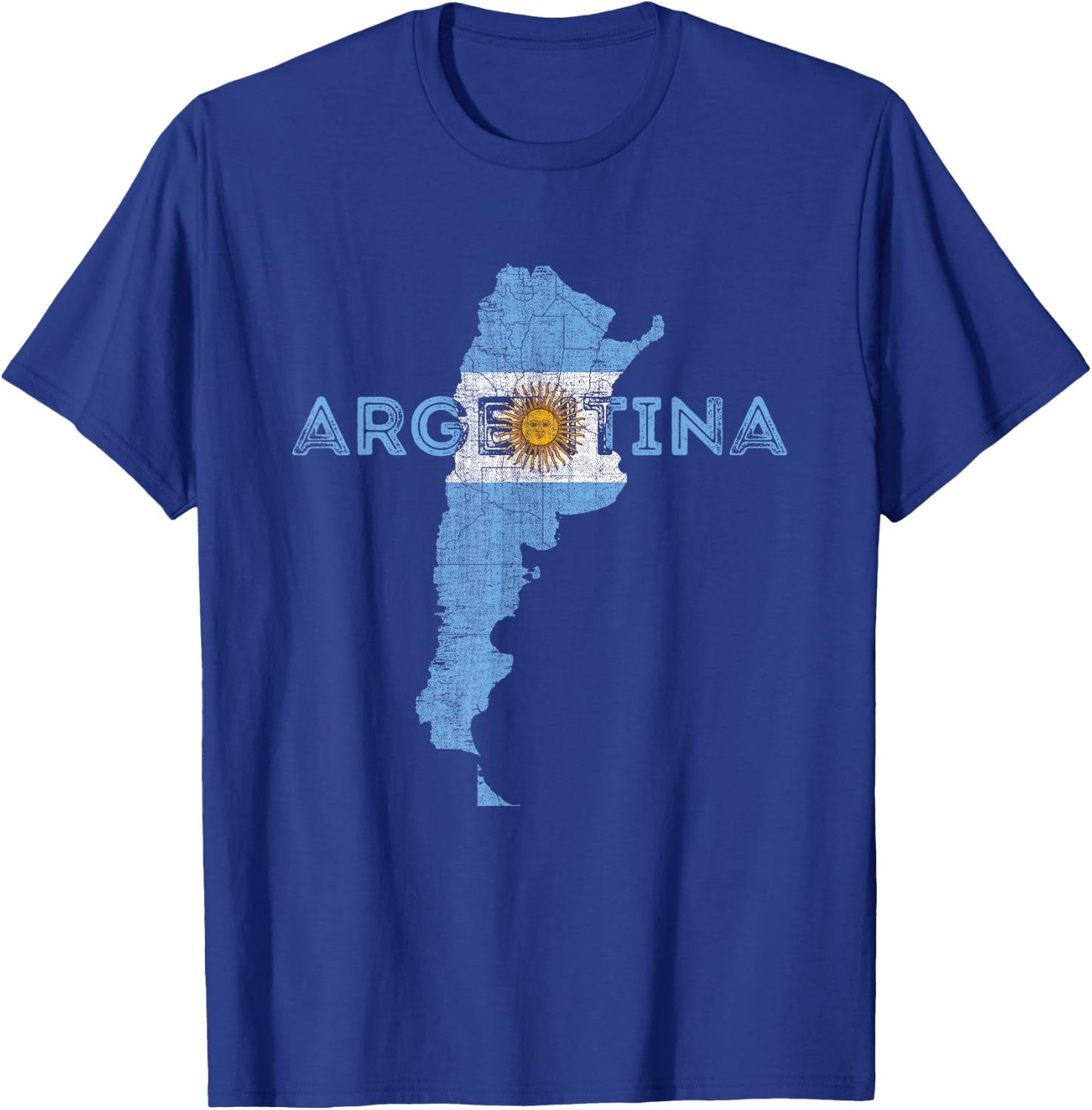 Argentinian Map and Flag Souvenir - Distressed Argentina Small T-Shirt - T-Shirt | Royal