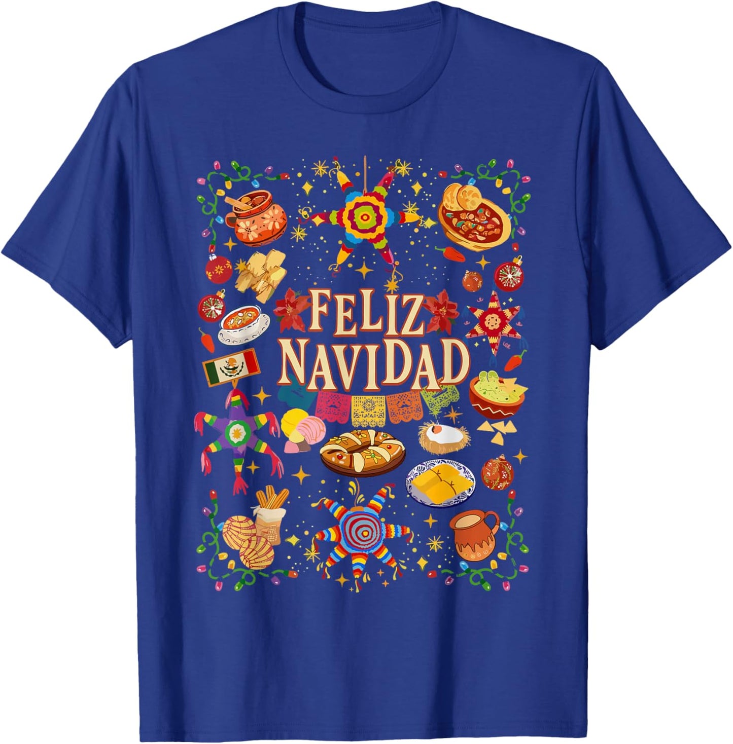 Retro Feliz Navidad Christmas Spanish Family Matching Xmas T-Shirt - T-Shirt | Royal