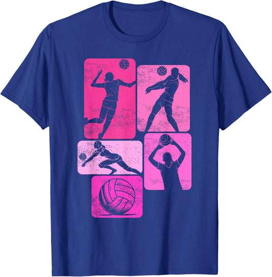 Volleyball Mom Life Player Women Teen Girls Game Day Pink T-Shirt - T-Shirt | Royal