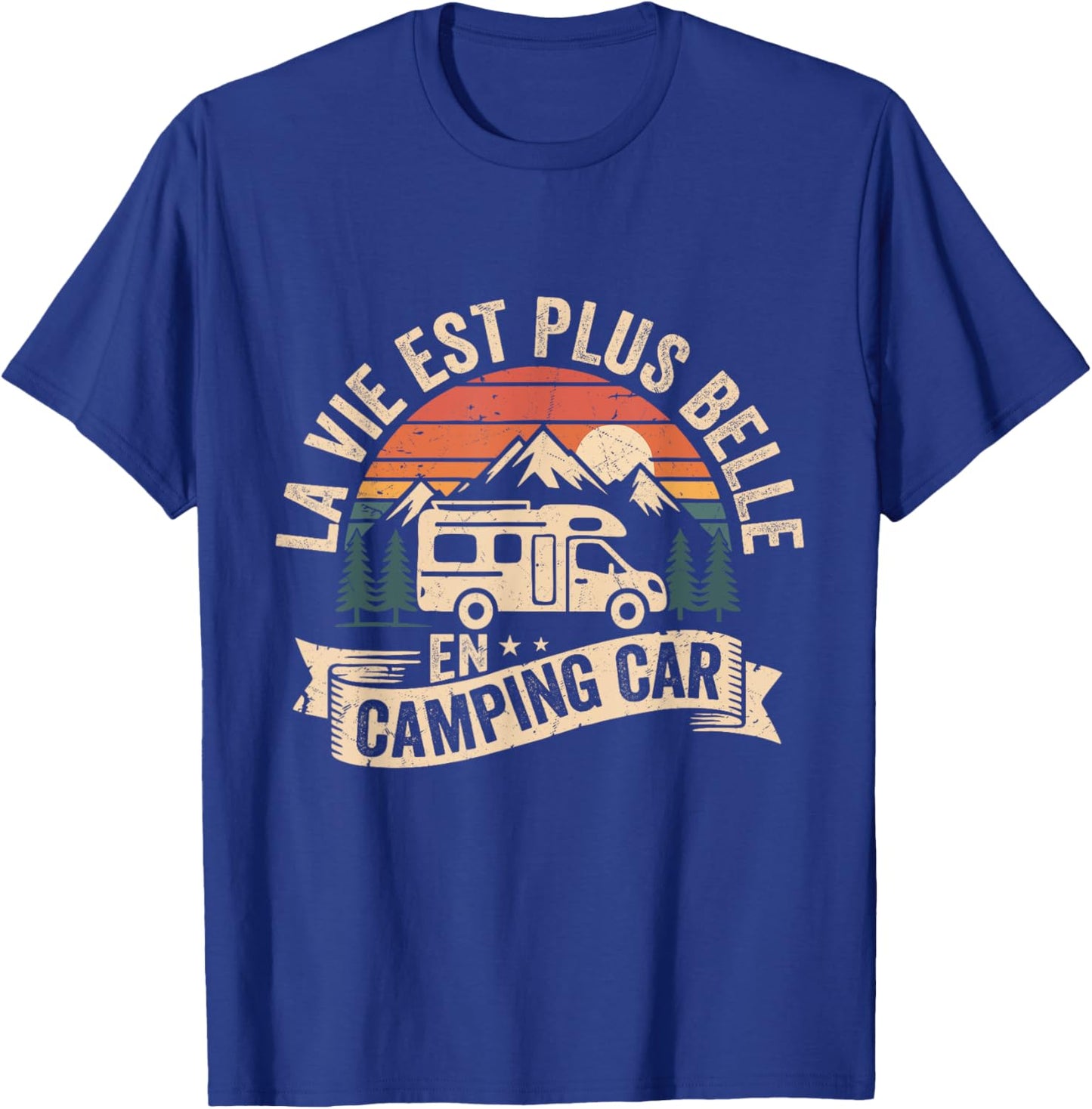 Retro Camper - Life Is More Beautiful in Camper Van T-Shirt - T-Shirt | Royal