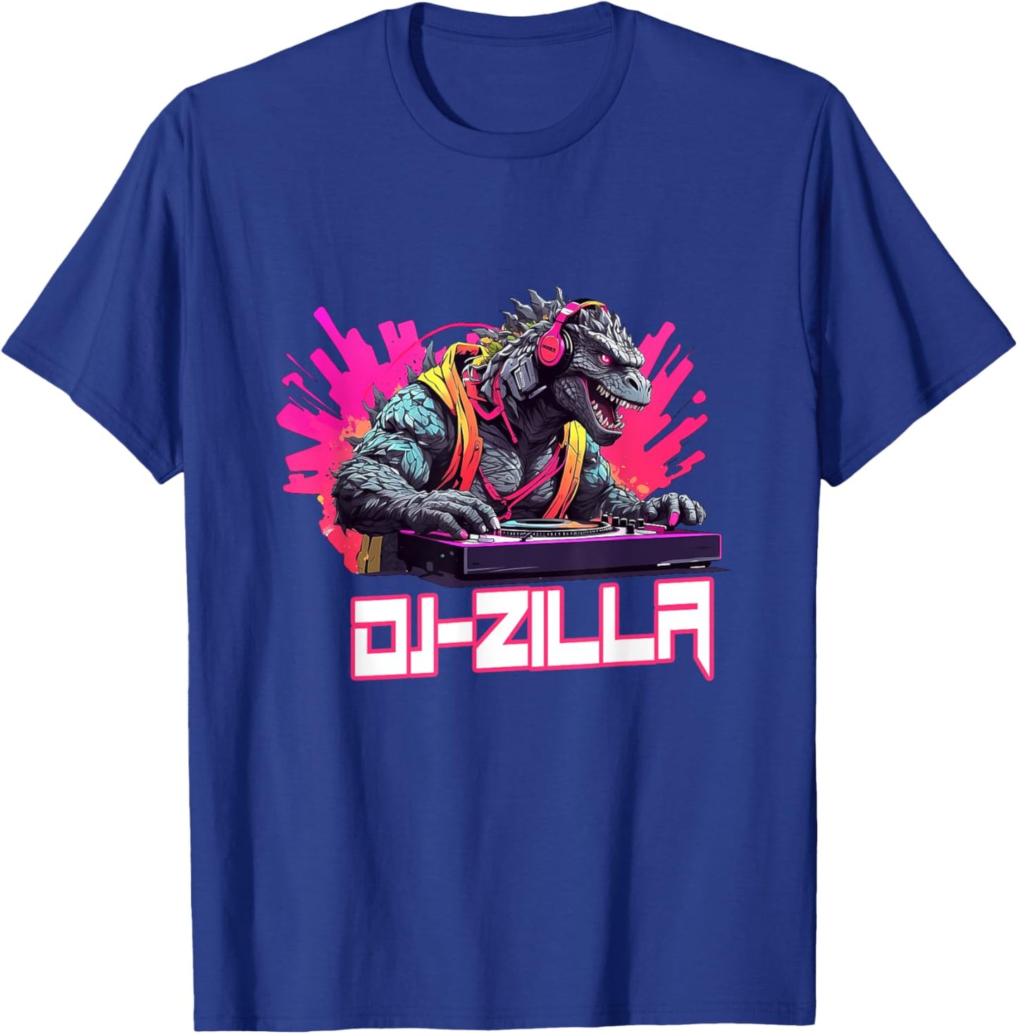 Japanese Monster Kaiju Dj-Zilla With Headphones Spinning T-Shirt - T-Shirt | Royal