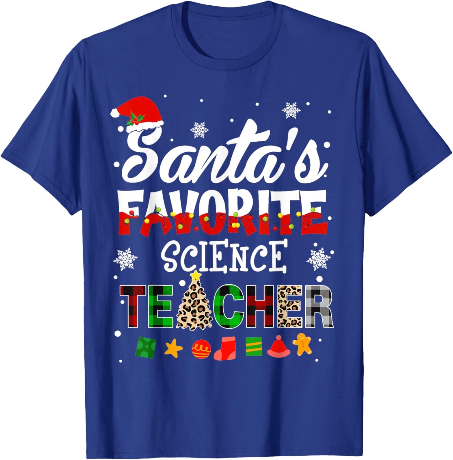 Santa Favorite Science Teacher Christmas Matching T-Shirt - T-Shirt | Royal