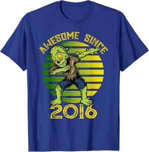 Halloween 9th Birthday Boy Dabbing Zombie Awesome Since 2016 T-Shirt - T-Shirt | Royal