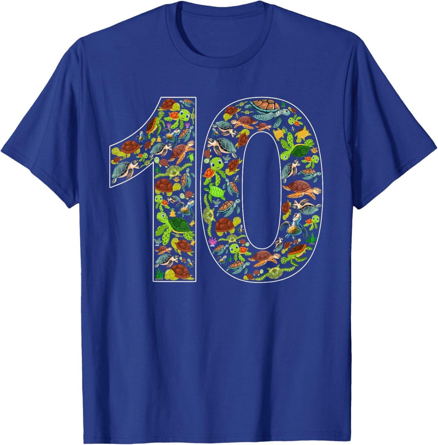 10th Birthday Sea Turtle Themed 10 Year Old Bday Boys Girls T-Shirt - T-Shirt | Royal