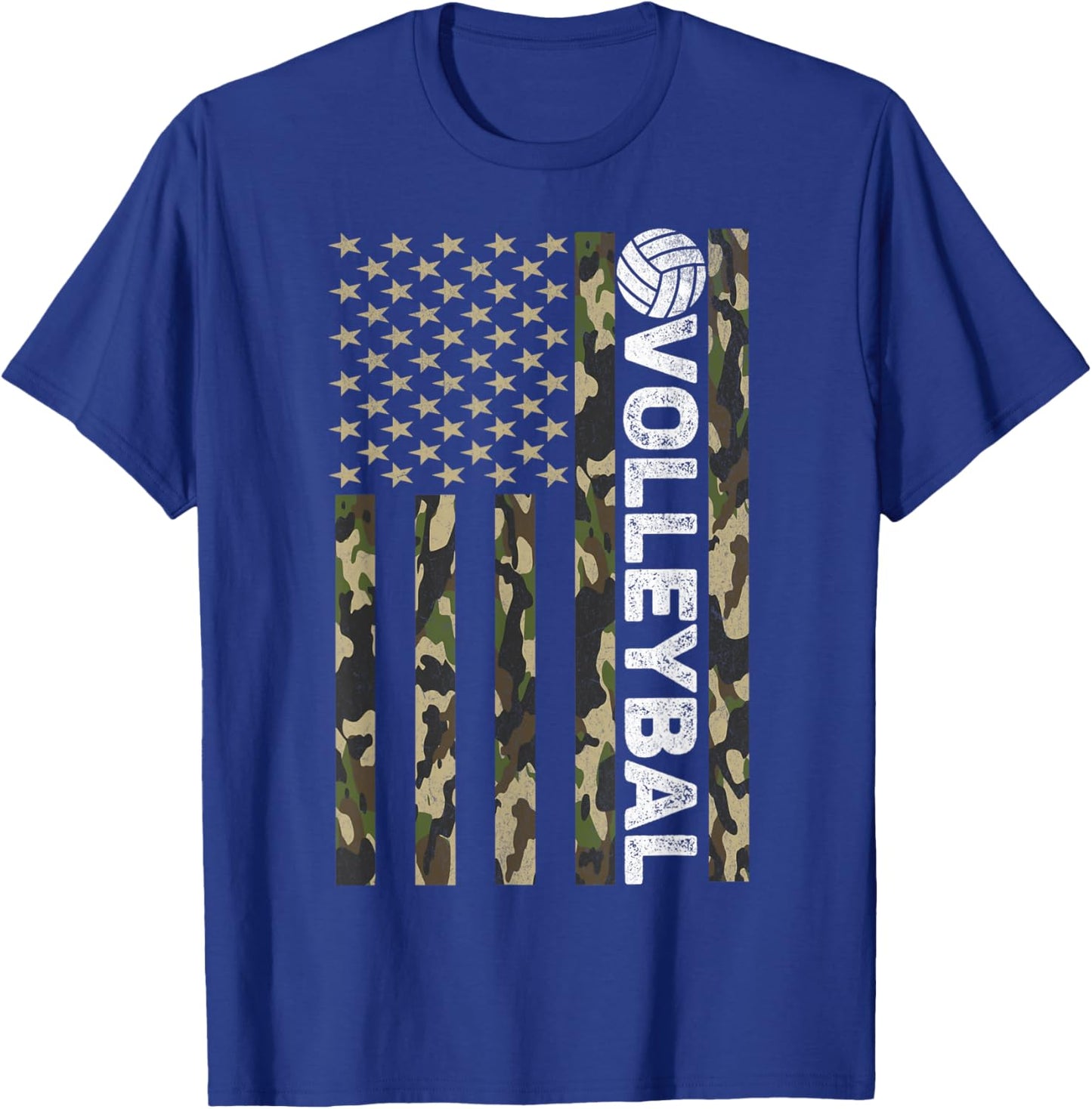 Volleyball Camouflage USA Patriotic 4th Of July Men Women T-Shirt - T-Shirt | Royal