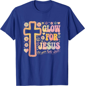 Glow for Jesus Christian Faith Lion God Christianity T-Shirt - T-Shirt | Royal