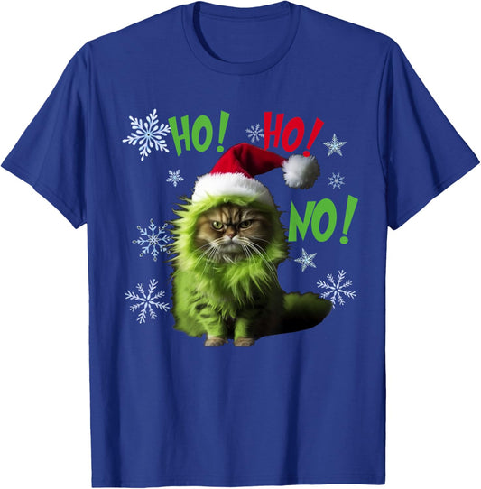 Ho Ho No - Funny Bad Cat Christmas T-Shirt - T-Shirt | Royal