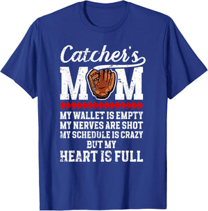 Catcher's Mom Baseball Catcher Mom Baseball Catcher Mother T-Shirt - T-Shirt | Royal