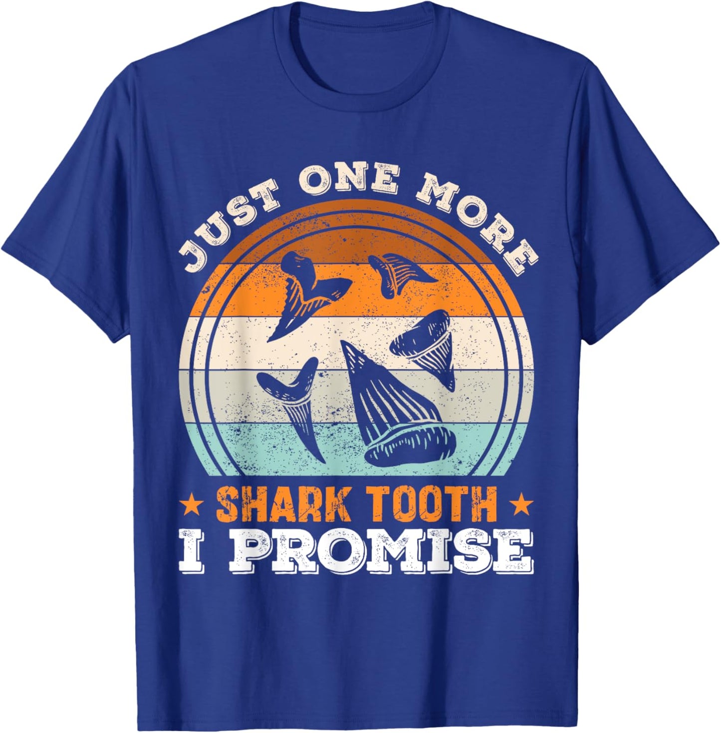 Retro Shark Teeth Collecting Tools Tooth Hunting Fossil Joke T-Shirt - T-Shirt | Royal