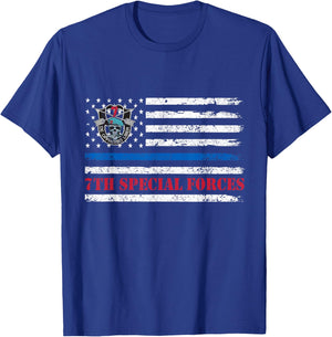 7th Special Forces Group Flag Veteran 7th SFG Patriotic T-Shirt - T-Shirt | Royal
